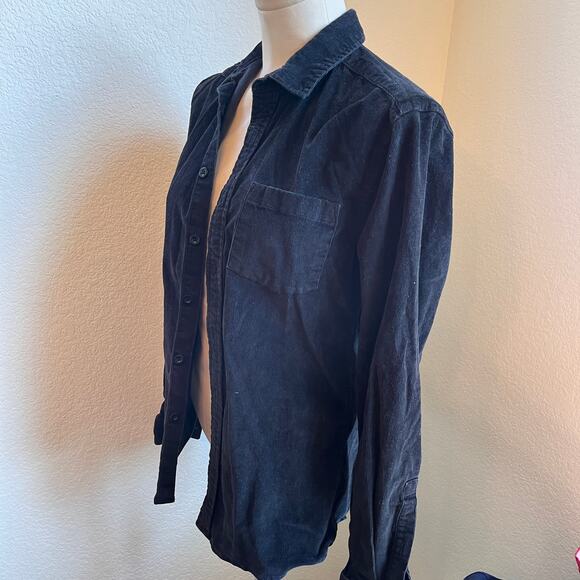 ASOS Black corduroy shirt jacket button down long sleeve Womens XS shacket - Picture 5 of 8